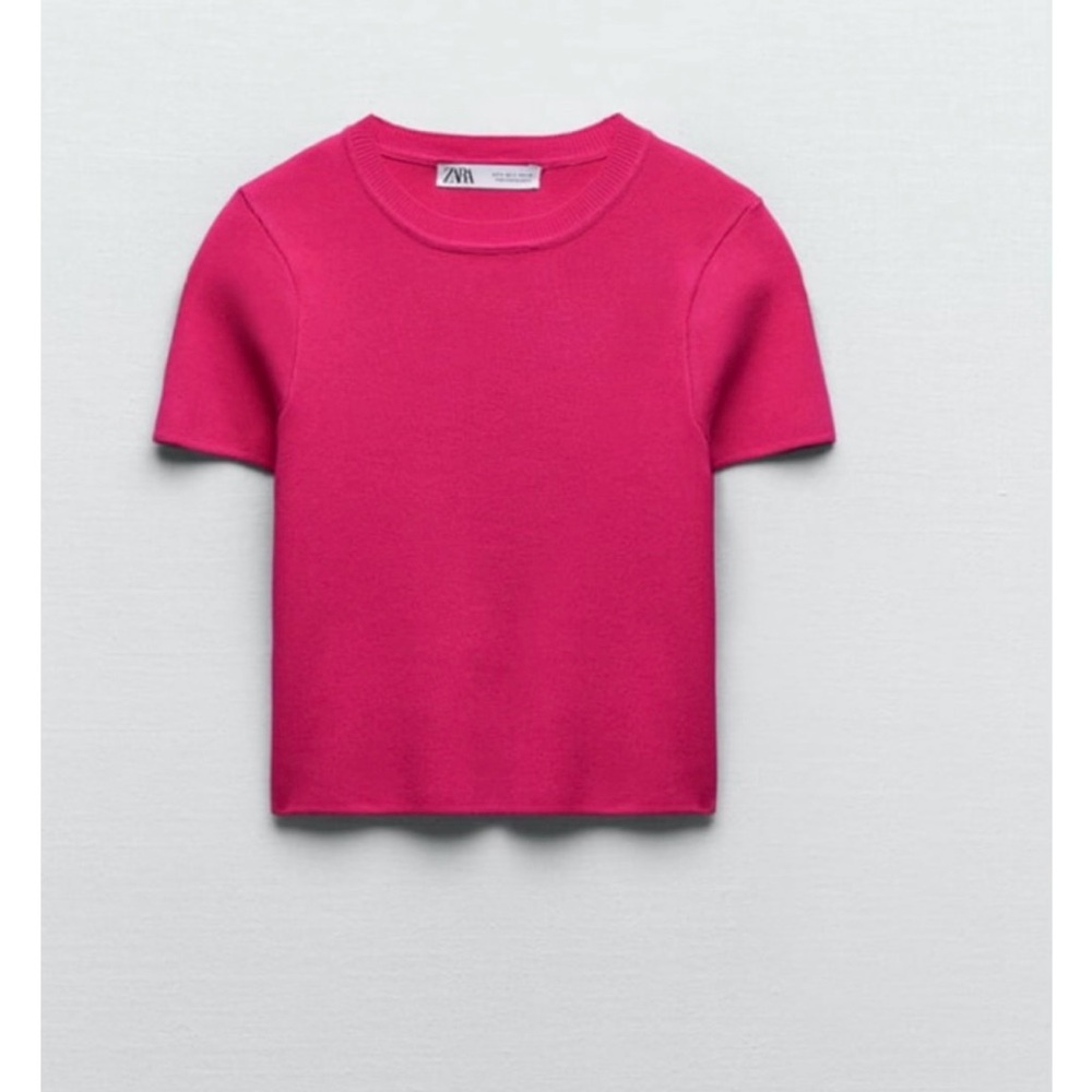 Zara Fuchsia Short Sleeve Crop Top